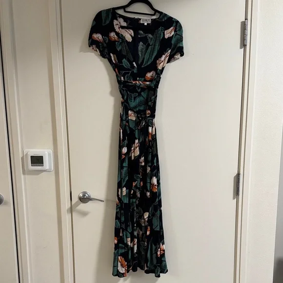 XIX Palms Black and Green Floral Maxi Dress - Picture 3 of 6